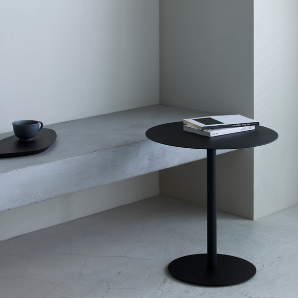 ローテーブル45 丸 黒 白 コーヒーテーブル リビングテーブル サイドテーブル ソファテーブル おしゃれ アイアン 1枚目の画像