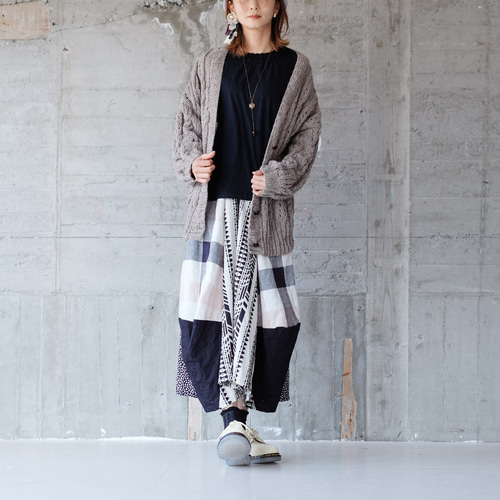 ライトグレー 長袖 カーディガン フリーサイズ Perfect Suit FActory カーディガン バイカラー ニット