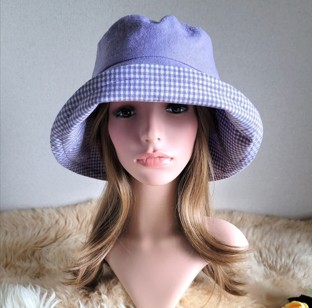 優しいパープルカラー×ギンガムチェック★ひとつ持っていると便利★約61.5㎝