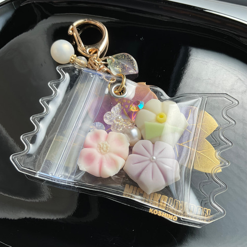 練り切り 和菓子 キーホルダー フェイクスイーツ ハンドメイド ミニチュア 花 和菓子詰め合わせキーホルダー 練り切り フェイクスイーツ