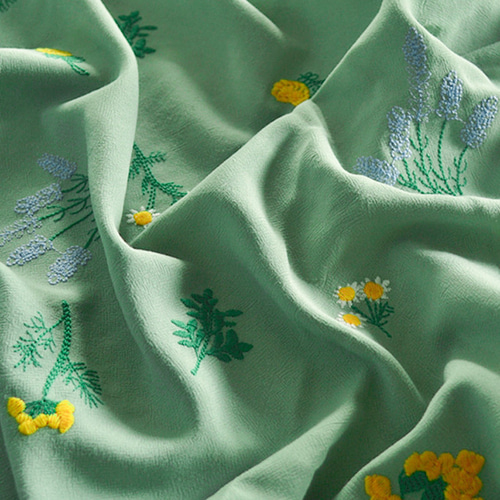 青緑色 花柄部分刺繍 訪問着 bc83142f80f40dce50486f9f1eb36c