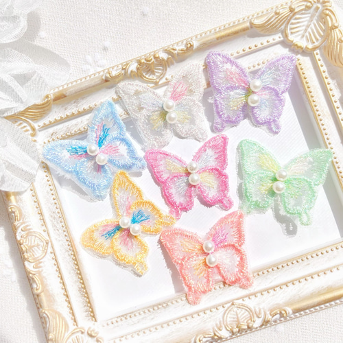 ♥きらきらパールバタフライꕤ全7色♥【ベビー キッズ ヘアクリップ