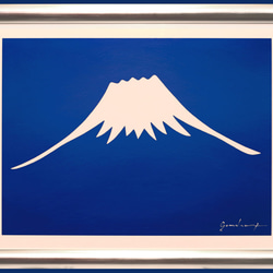 濃いコバルトブルー▲『青い空に白い富士山』がんどうあつし製作ピエゾグラフ直筆サイン入り 2枚目の画像