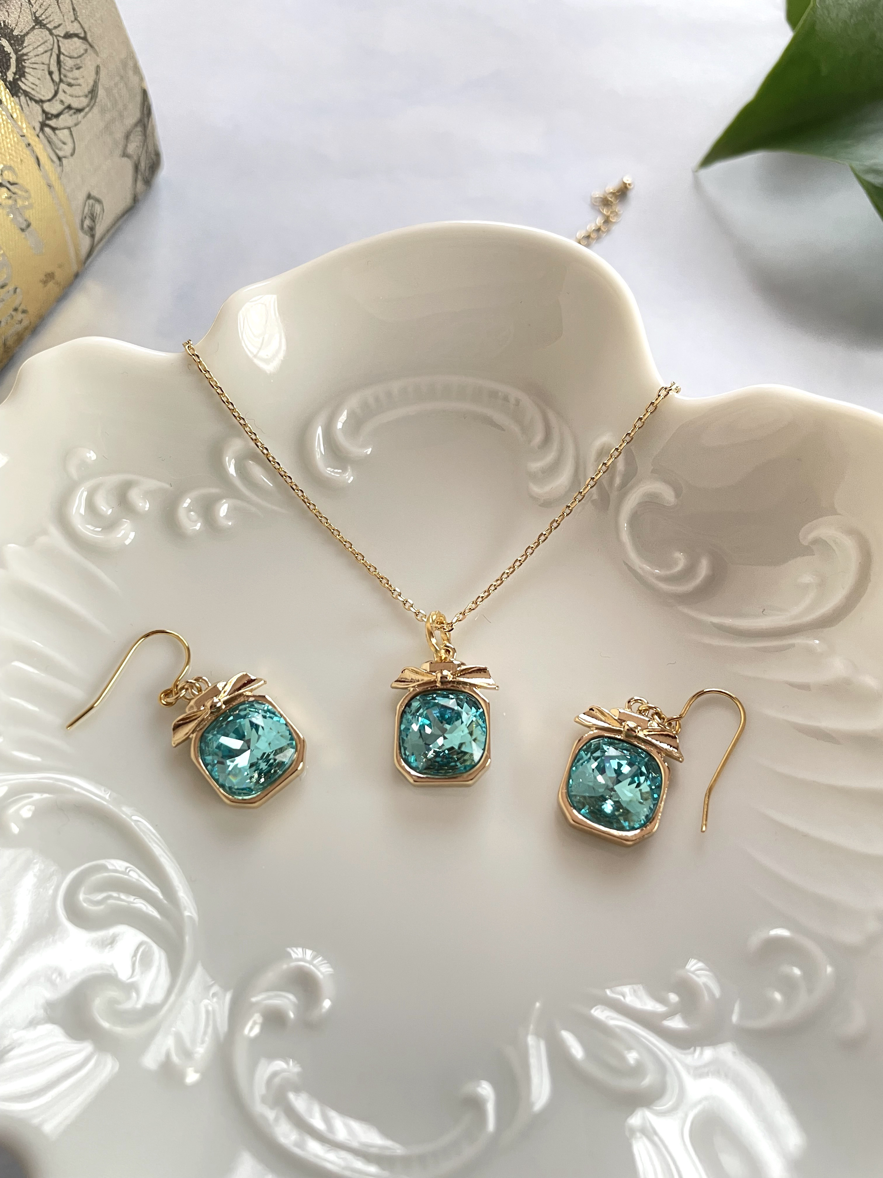 ターコイズ perfume bottle ネックレス ピアス セット