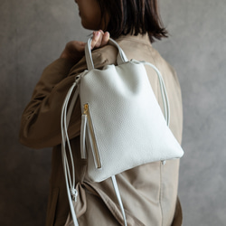 縦長巾着 2WAY ポシェット本革シンプル ショルダーバッグ
