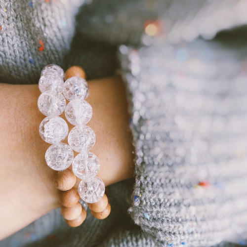 クリスタルローズウッドブレスレット ブレスレット Hisajewels