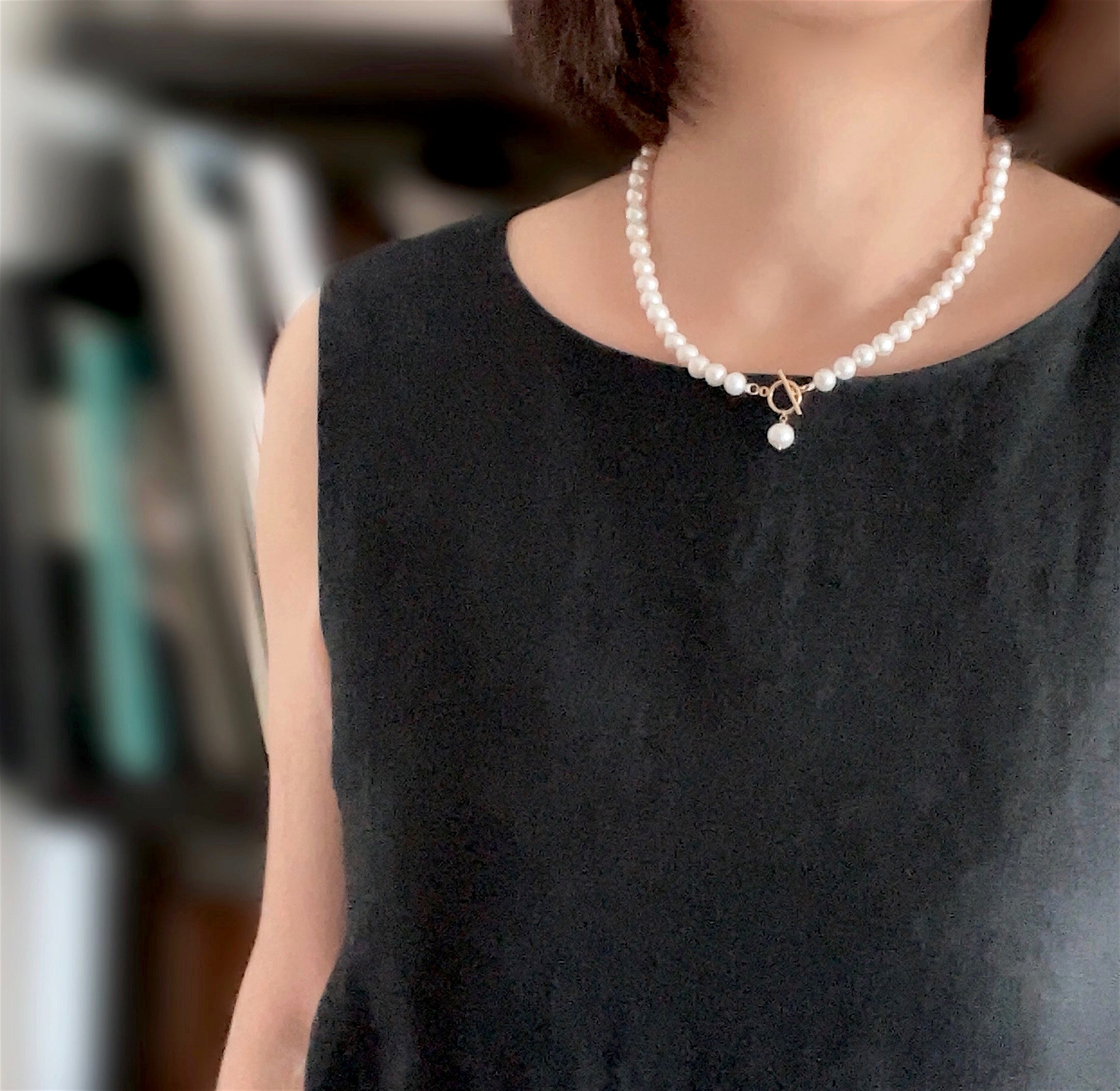 淡水パールのチョーカー K14gf  6.5〜８mm