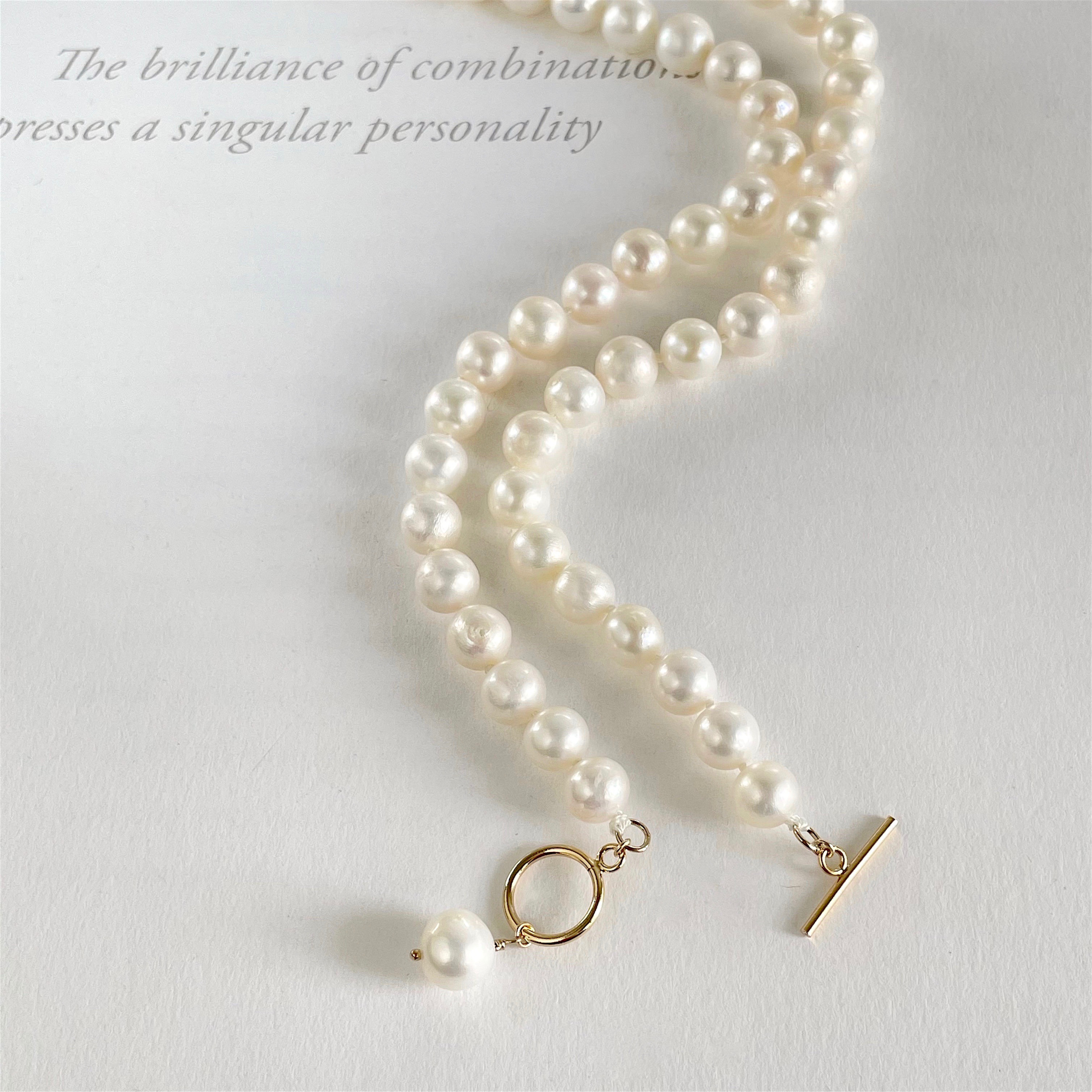 淡水パールのチョーカー K14gf  6.5〜８mm