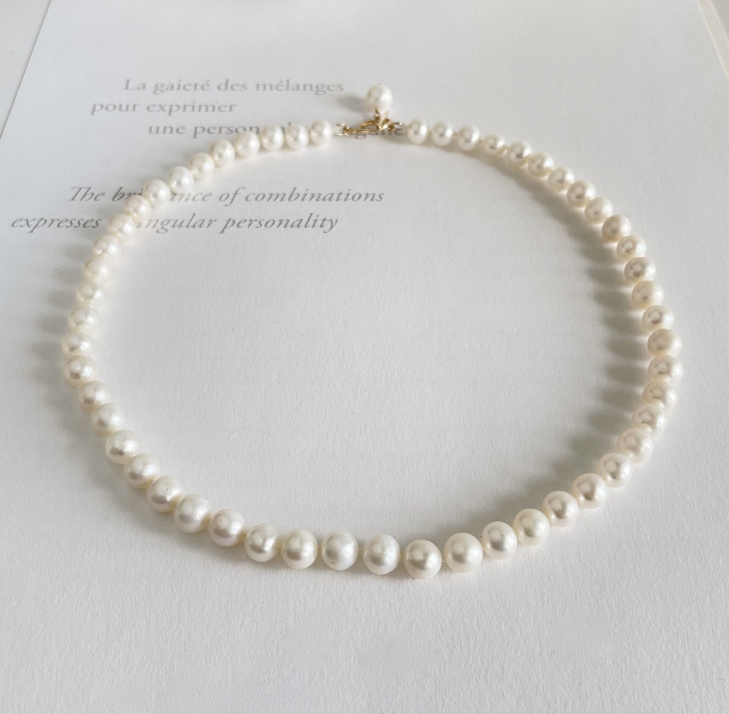 淡水パールのチョーカー K14gf  6.5〜８mm