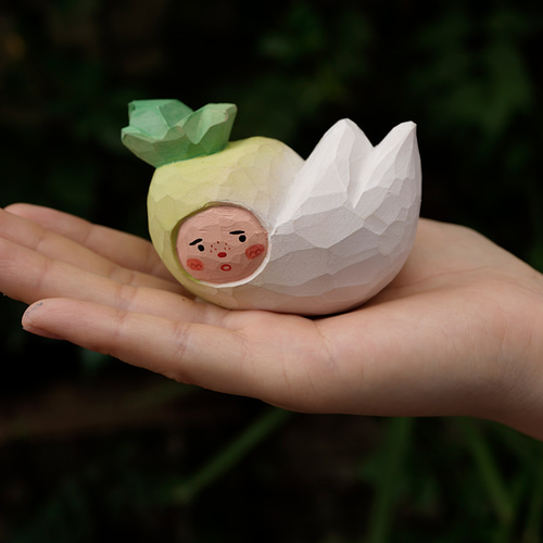 愛い 木彫りの野菜 バスウッド 置物 ギフト プレゼント ギフト