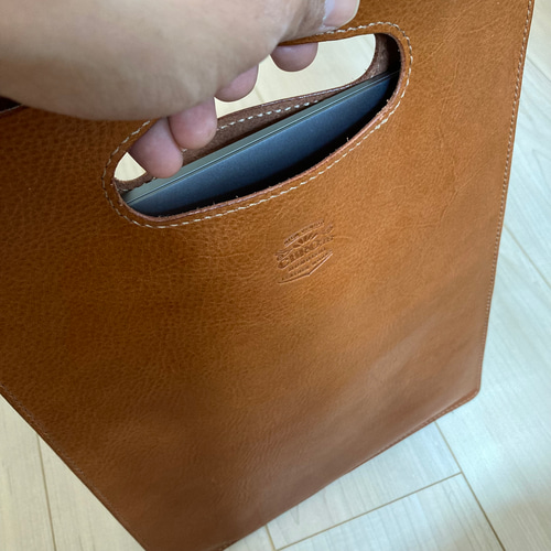 クラッチバッグ PCケース オイルシュリンクヌメレザー ブラウン