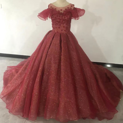 豪華！ イエロー 取り外し袖 枝花刺繍 裾に繊細レースをあしらった  