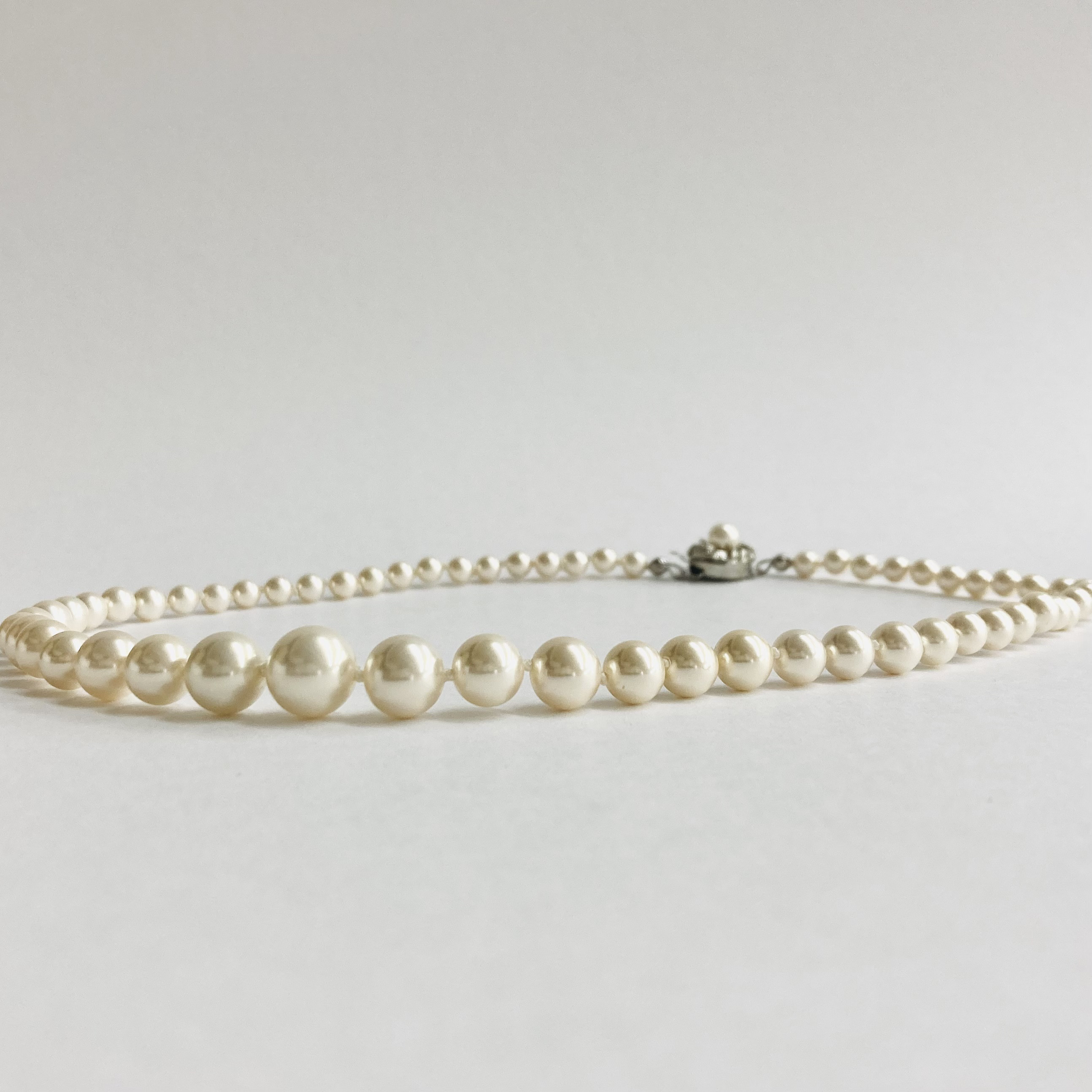 貝パールグラデーションオールノットネックレス/約5x10mm約42cm/ホワイトベージュ/R/made in japan