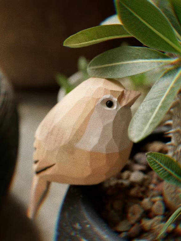 愛い　木彫りの   鳥　置物 ギフト　プレゼント　ギフトラッピング 7枚目の画像