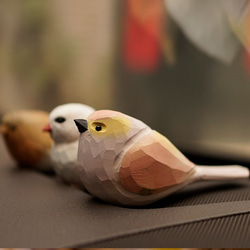 愛い　木彫りの   鳥　置物 ギフト　プレゼント　ギフトラッピング 2枚目の画像