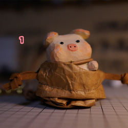 愛い　木彫りの   豚をしゃぶった　置物 ギフト　プレゼント　ギフトラッピング 9枚目の画像