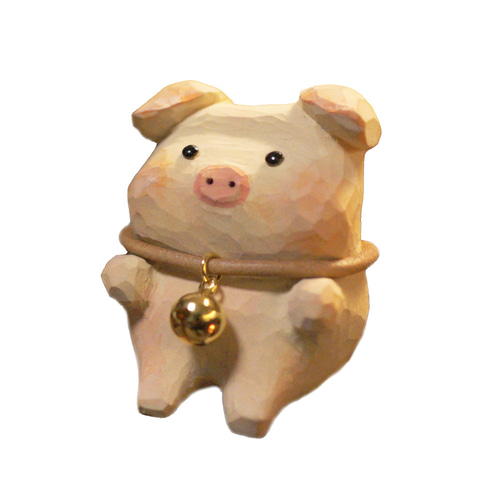愛い 木彫りの 豚をしゃぶった 置物 ギフト プレゼント ギフト