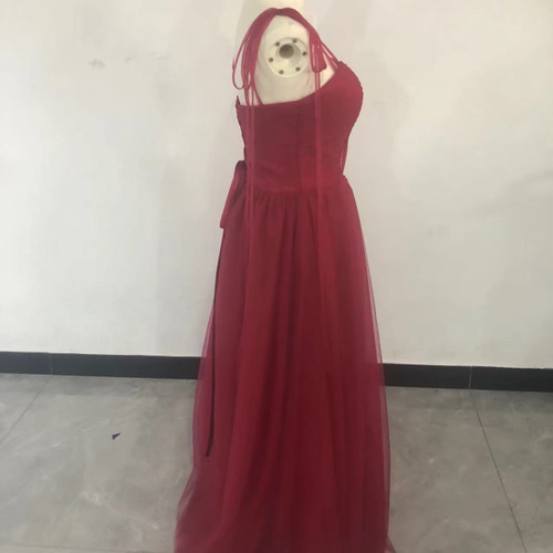 上品！イブニングドレス ワインレッド ロング 人気上昇 エレガント  