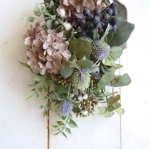 カシワバアジサイとユーカリのスワッグ専用 Creema限定 あじさいとユーカリのスワッグ アンティーク スワッグ ERBA