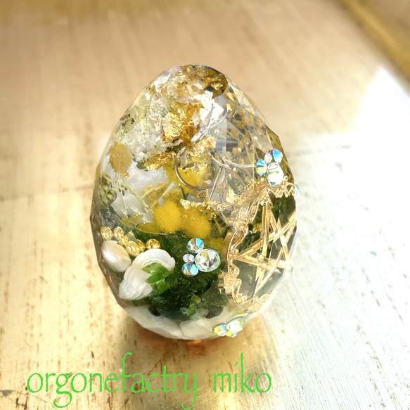 五芒星　浄化　お守り　癒し　大地のパワー　カット卵型　オルゴナイト 7枚目の画像