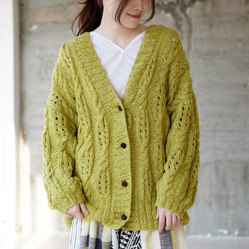再販】春の誕生花2025春色ニットの手編みカーディガン （24s-01