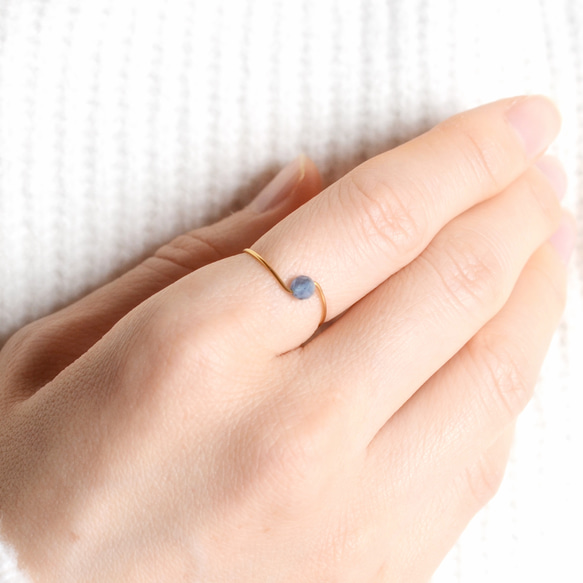 海藍寶石和貝殼珍珠 3ways 戒指手術不鏽鋼生日禮物生日石 第4張的照片