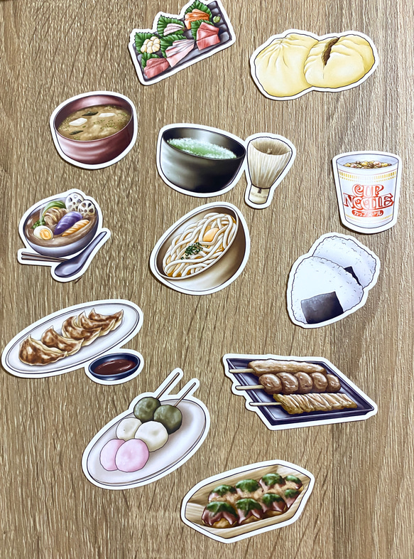Japanese Food Sticker Set (12 pieces) - 和食シールセット(12枚). 1枚目の画像