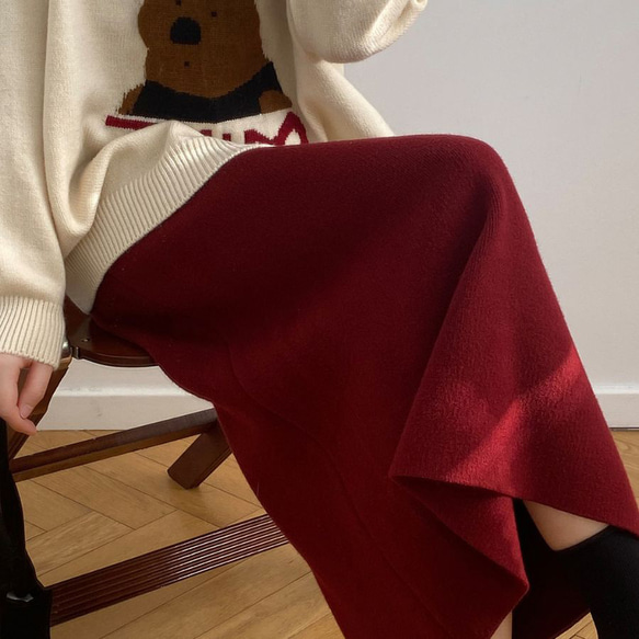 ロングスカート 秋 冬 優しい色 ロングスカート レディース フレアスカート スカート 大人 WFD19 6枚目の画像