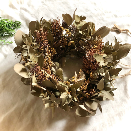 フライングリースドライフラワーリースドライフラワースワッグミモザ