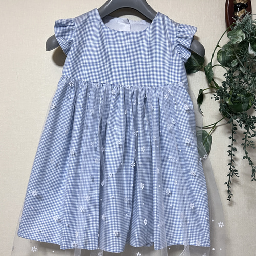 水色のレースのワンピース 子供服 れもんまま 通販 17407804