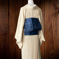 [再次上架] *和服布料 *成人平子腰帶由兩種春亞紡製成，半寬。長420cm。 第4張的照片