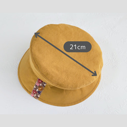 Sサイズ 小さい 小柄な人のつば広帽子:ローズ ピンク サイズ調整付き インド刺繍リボン 春帽子 母の日 プレゼント 8枚目の画像