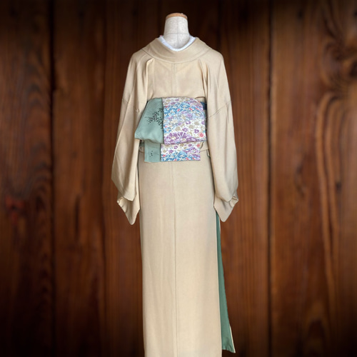 絹お着物リメイク*小紋でお仕立て致しました大人の兵児帯、半幅