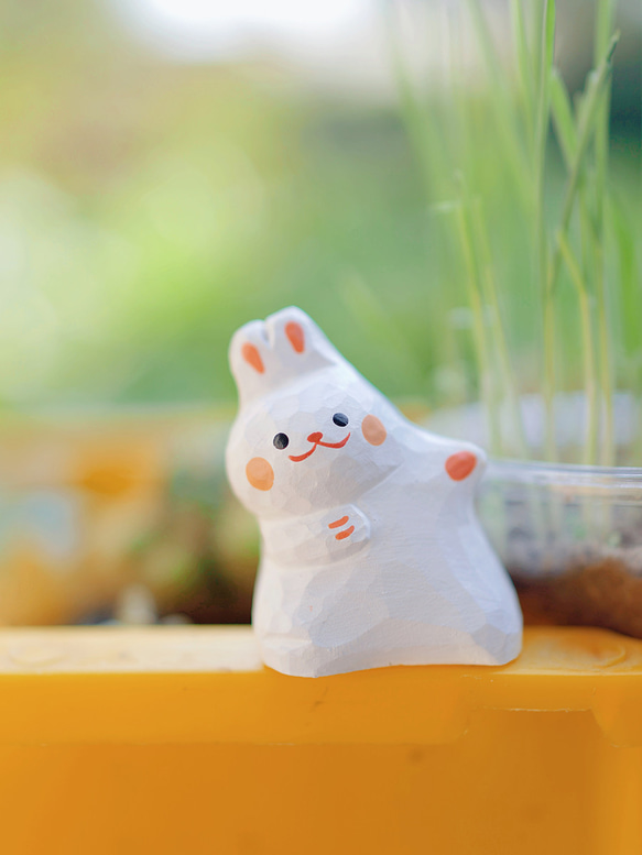 愛い　木彫りの   ウサギ匹　置物 ギフト　プレゼント　ギフトラッピング 16枚目の画像
