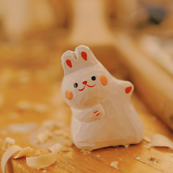 愛い　木彫りの   ウサギ匹　置物 ギフト　プレゼント　ギフトラッピング 17枚目の画像