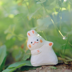 愛い　木彫りの   ウサギ匹　置物 ギフト　プレゼント　ギフトラッピング 12枚目の画像