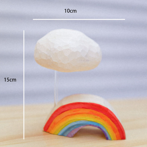 愛い 木彫りの 虹の雲 置物 ギフト プレゼント ギフトラッピング