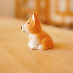 愛い　木彫りの  子犬　置物 ギフト　プレゼント　ギフトラッピング 5枚目の画像