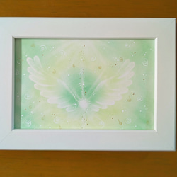 ヒーリングアート　天使の翼グリーン　パステルアート 2枚目の画像