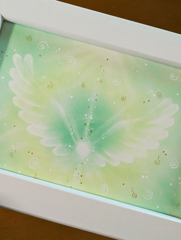 ヒーリングアート　天使の翼グリーン　パステルアート 3枚目の画像