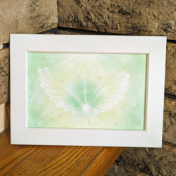 ヒーリングアート　天使の翼グリーン　パステルアート 1枚目の画像
