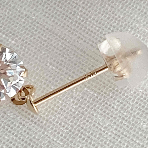 10金【ジルコニア一粒ピアス】イエローゴールド K10刻印入 ペア 日本製