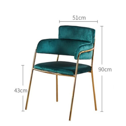 チェア 椅子 北欧 デザイン性  ひじ掛け 背もたれ ベルベット メタル ダイニングチェア ch-1690 6枚目の画像