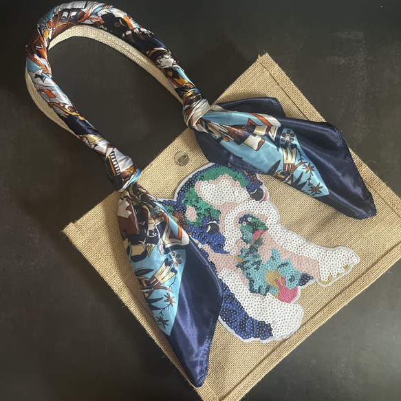 オーダー生産❤️フレンチブルドッグとヴィンテージスカーフのジュート 