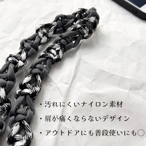 【ハンドメイド】パラコード・スマホ用ショルダーストラップ パラコードでしっかりと編み込んだ2WAYスマホストラップ ハンド