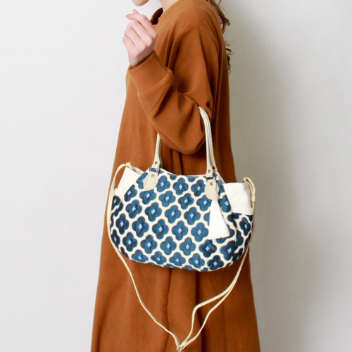 フランス産インポートファブリックと帆布のころんと2WAYショルダー  