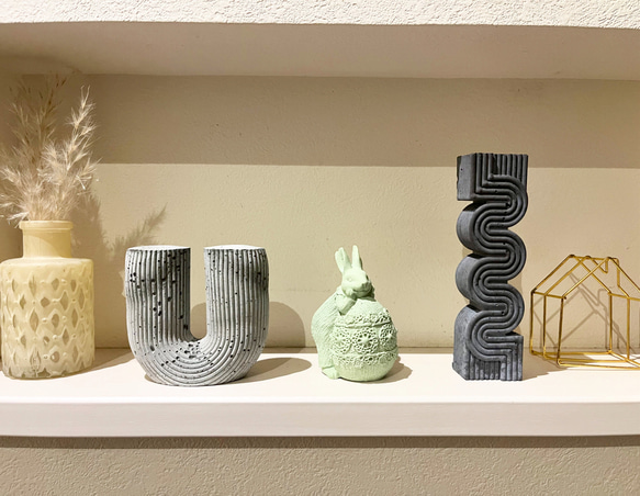 各1点限定即発送可能☆セメントオブジェ 韓国風U型 イースターウサギ