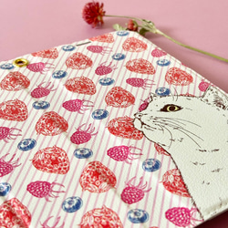 【受注生産】Berry Berry Cat 帯なし手帳型スマホケース 6枚目の画像