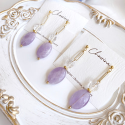 薰衣草紫水晶和玻璃珠耳環 第3張的照片
