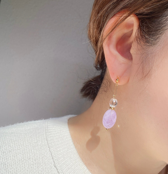 薰衣草紫水晶和玻璃珠耳環 第10張的照片